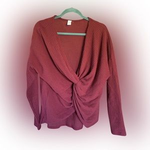 NWT CY Fashion Burgundy Waffle Knit Sweater M